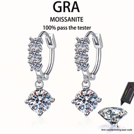 【 GRA Certificate Attached 】 1ct moissanite earrings, s925 pure silver plated platinum fashionable f