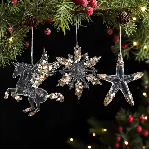 Crystal Snowflake Christmas Decorations Christmas Tree Hanging Pendant Xmas Tree Hanging Ornaments G