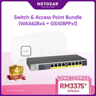 NETGEAR WiFi 6 2.5G Wireless Access Point Bundle ( 4 x WAX628 + 1 x GS108PP)