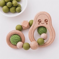Wooden Avocado Baby Rattle Toy