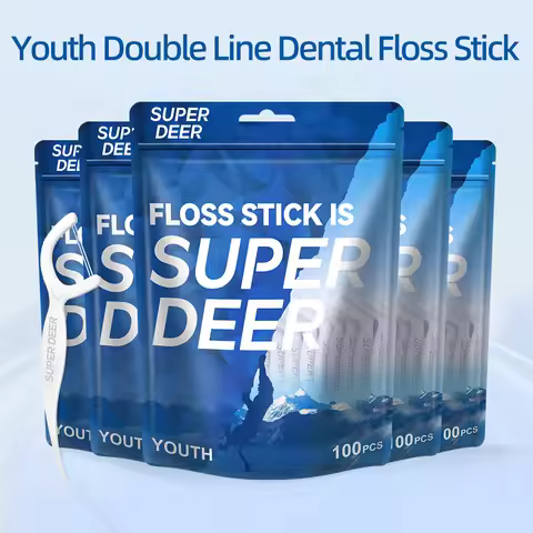 1/2/5 Bag Super Deer Disposable Dental Floss Twin line Toothpick High-tension Dental Floss Stick Den