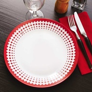 Arcopal Adonie 6pcs 18cm Dessert Plate Red Decorated Opal Glass Plates Set