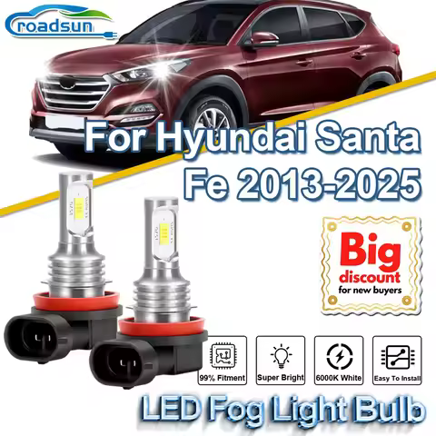 ROADSUN【For Hyundai Santa Fe 2013-2025】2X Canbus Car LED Fog Light Bulbs Super Bright Vehicle Fog La