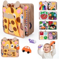 Giraffe Busy Book for Toddlers 1-3, Montessori Toys Toddler Busy Board for 1 Year Old, Felt Quiet Bo
