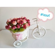 💝(มาใหม่)กระถางจักรยานวินเทจ พร้อมดอกไม้ปลอมสวยๆ[รหัสสินค้า]328
