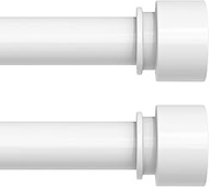 VOIIY White Curtain Rods 2 Pack for Windows 48 to 84 Inch(4-7 Feet), Heavy Duty 1'' Diameter Adjusta