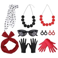 50's Costume Polka Dot Headband Necklace for Women 50s Outfit Women Fancy Dress Party Outfits for Pa