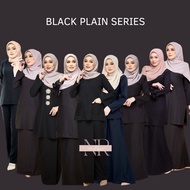 [BLACK HITAM] Basic Plain Baju Kurung Moden Riau Riben Ruffle Suit plussize S-5XL bridesmaid sedondo