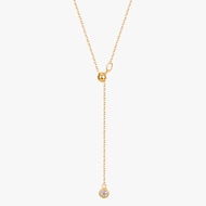 TWY Chloe Y Necklace- 925 Sterling Silver with 14k Gold Vermeil and White Zircon