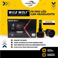 WILD WOLF F8 PRO LED 80W 4300K 6000K Standard Bright 2pcs Car Headlight PNP Lampu Kereta