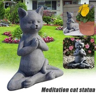Collections Buddhas Statue in Meditating Cat Figurine for Spiritl Decor Dhyana Mudra Pose Yoga 10x8x