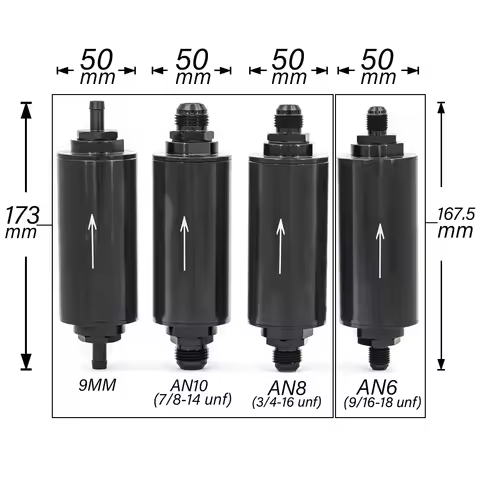Aluminum OD 2inch Fuel Filter E85 Stainless Steel Filter With 100 Microns Steel Element AN6 AN8 AN10