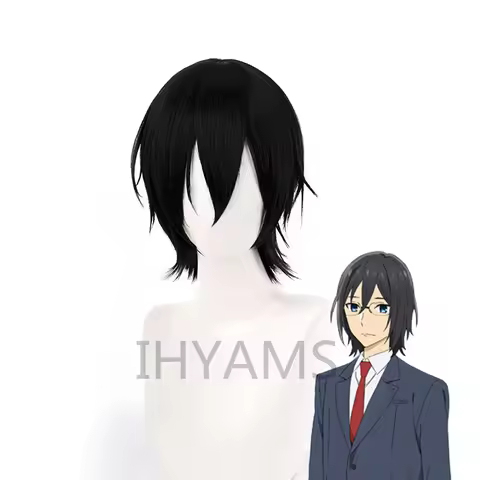 Miyamura Izumi Cosplay Wig Hori-san to Miyamura-kun Horimiya Short Black Synthetic Hair Heat Resista