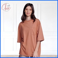 ❀ ☏ ∏ Inspi Chic Oversized With Pocket Neutral Plain Shirt For Women Boxy Fit Korean Casul T-shirt
