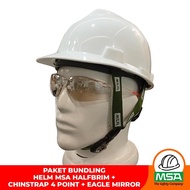 MSA HALFBRIM SAFETY HELMET + 4 POINT STRAP + SAFETY GLASSES