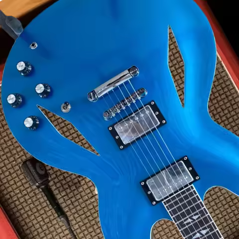 Double-Cut Metallic Blue DG 335 Electric Guitar Semi-hollow Maple Body Round Blues Jazz Pop Gift Mer