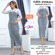 Overall Jumpsuit Jeans Wanita - Yura Overall Jeans - Overall Rok Span Jeans Terbaru
