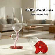 (Can Engrave Logo) 300ML home couple crystal glass red wine glass, heart base, wedding goblet, champ