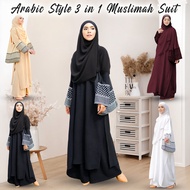 Plaid Abaya+ TOTE BAG Muslim Set Front Zipper in Top Nuring/BF Friendly black/wine red/white Jubah L