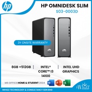 HP OMNIDESK SLIM PC S03-0052D i3-14100/8GB D5/512GB/W11H/HOME24/BLACK/3YW