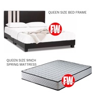 Queen Size Bed Frame With Queen Size 9inch Spring Mattress/ Bedframe With Mattress Set