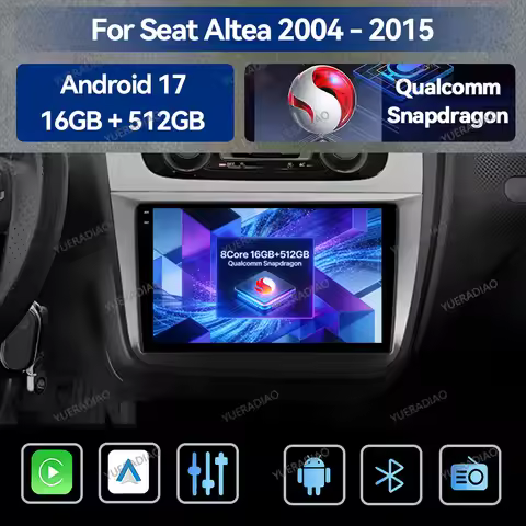 Android 17 Carplay Auto Car Radio For Seat Altea 5P 2004 - 2015 Toledo 5P III 3 2004 - 2009 LHD RHD