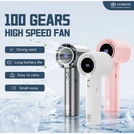 【UPGRADE 100 SPEED FAN】 100 Gear Speed Handheld Fan Strong Wind  LED Display Battery Portable Fan