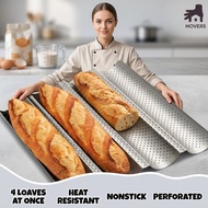 French Baguette Baking Mold Non Stick Carbon Steel 3/4 Groove Perforated Tray Home Baking Bakeware