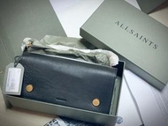 AllSaints Albert Leather Wallet 全新 晚宴包 手拿包 肩背包 鏈條包 黑色 牛皮製-B3