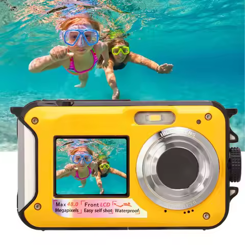 2.7K 48MP Full HD Digital Camera 16X Zoom Front Rear Dual Screen 10ft Depth Waterproof USB-C 2.0 Dig