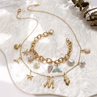 Boho Summer Shell Letter Pendant Initial Charm Necklace for Women Charms Seashell Beach Starfish Sur