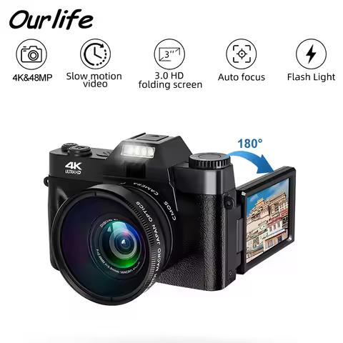 Vintage Digital Camera 16X Digital Zoom 4K WIFI Retro Vlog Recorder YouTube 3.0 "Flip Screen Compact