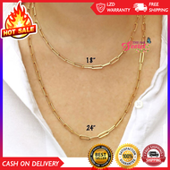 TFS13 Paper Clip Chain Gold Necklace for Women &amp; Men | High Quality Stainless Steel | Original 316l Surgical Steel | Elegant Simple and Fashionable Jewelry | 10k Gold Non Pawnable | Non-Tarnish None-Fading | Stylish / Hip Hop / Casual