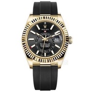 Rolex sky dweller men's automatic watch, dual time zone high-end rubber strap calendar Waterproof Au
