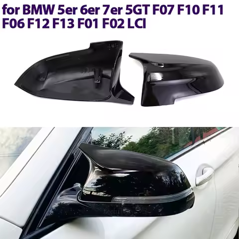 Carbon fiber pattern mirror cover Black mirror cover Overlay for BMW 5 6 7 series 5GT F10 F11 F07 F0