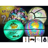 Holographic Reflective Basketball Ball Wear-Resistant Luminous Night Light Ball Basketball Glowing B