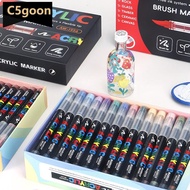 C5GOON 12/24 Colors Acrylic Paint Markers Soft Brush Tip Paint Pens for Wood Stone Canvas Glass Fabr