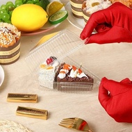 AR - (10 Pcs / 50 Pcs) Cake Slice Container Transparent Plastic Box | Kotak Sandwich | Kotak Kek