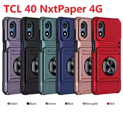 Carry 2 Cards For TCL 40 NxtPaper 4G Case T612B Hard Back Metal Ring Stand Protective TCL 50 SE Cove