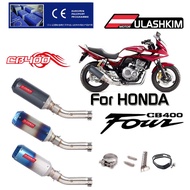 Slip On For Honda CB400 CB 400 Motorcycle Full System Exhaust Muffler Middle Link Pipe