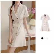 Short Sleeve Collar Dress Short Blazer Dress Women Office Dress