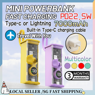 SG READY STOCK Mini PowerBank Fast Charging 7000mAh Portable Lightweight With Type-C Cable