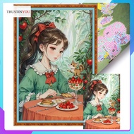 Full Embroidery Eco-cotton Thread 11CT Printed Girl Cross Stitch Kit Artwork