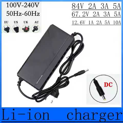 12V 60V 72V 3A 5A 10A Charger 3S 16S 20S Li-ion Battery Pack 12.6V 67.2V 84V 1A 2A 5A Intelligent Fa