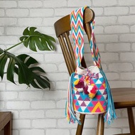 哥倫比亞製 Nana 手提/肩背 Wayuu 編織手工包 彩虹亮點