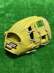 棒球世界 全新SSK全牛皮棒球壘球內野手專用手套工字檔SSK880C特價萊姆黃色