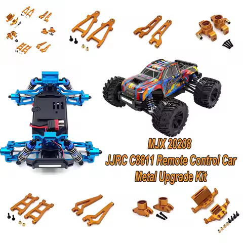 Yellow Upgraded MJX 20208 JJRC C8811 RC Car Metal Upgrade Kit - Front Upper Arm, Front and Rear Shoc