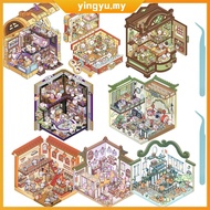 8Pcs DIY 3D House Stickers Set Reusable 3D Cartoon Scene Stickers Funny Mini Room Scene Sticker SHOP