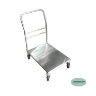 CMS รถเข็น stainless steel cart รถเข็นสเตนเลส รถเข็นเอนกประสงค์ ขนาด 50 * 70 ซม. ด้ามเข็นสูง 80 ซม.