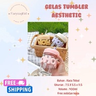 Hoho aesthetic cute glass tumbler cup